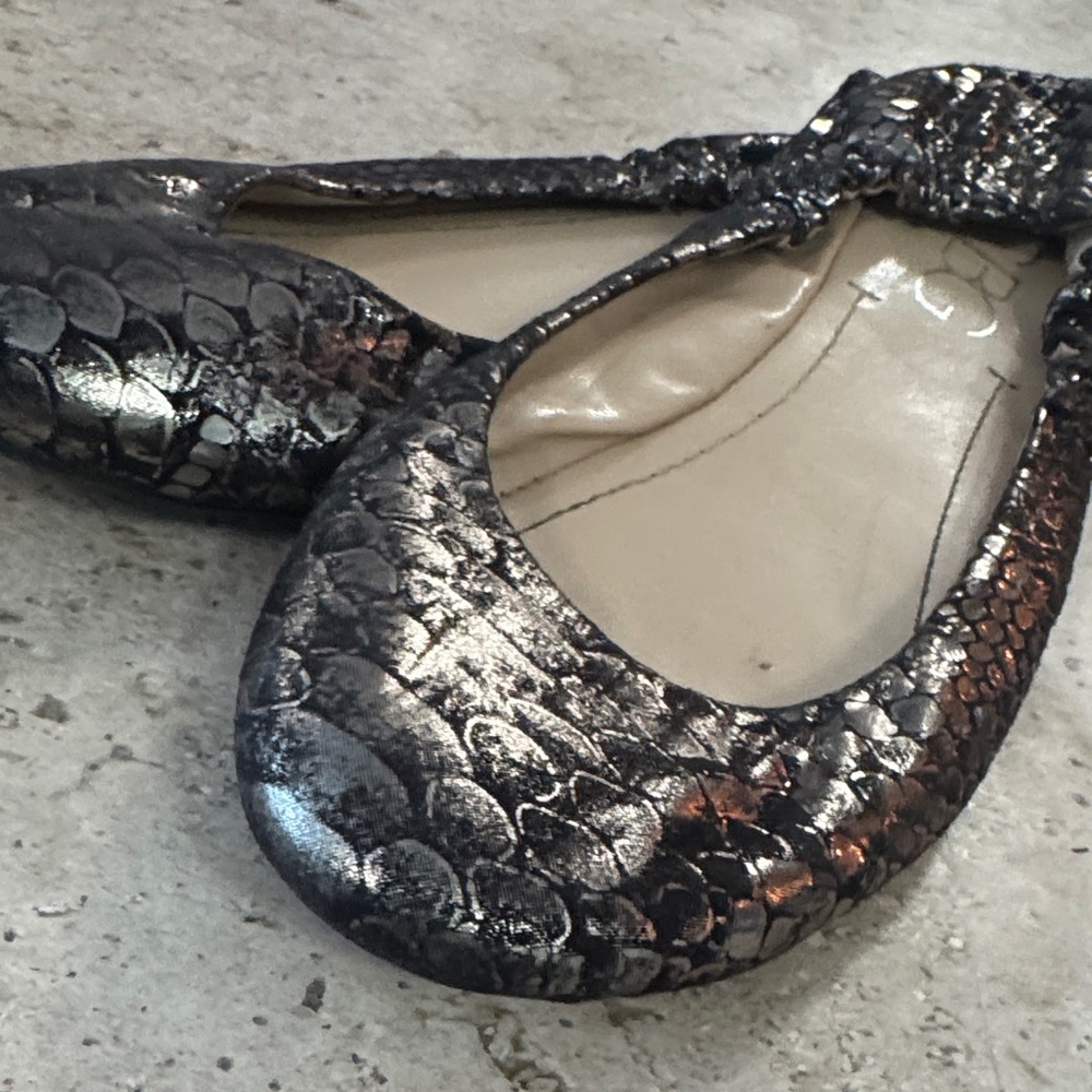 BCBG Shimmering Snakeskin Flats